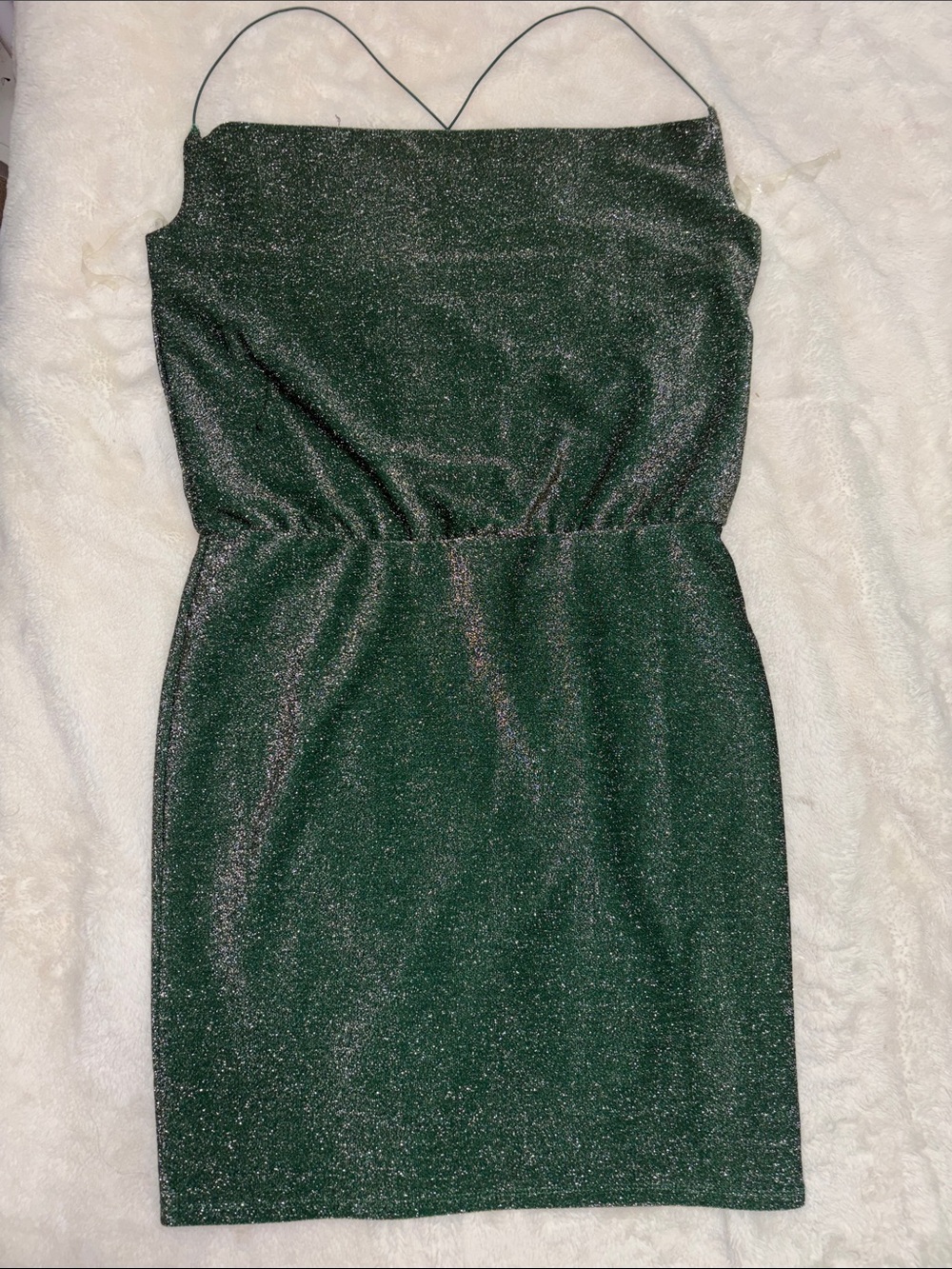 Sparkle Green Slip Dress with Spaghetti Straps